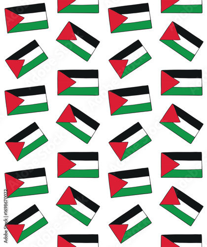 Vector seamless pattern of hand drawn sketch doodle Palestine flag isolated on white background