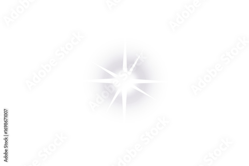 Bright glowing white sparkle star light isolated on transparent background, shining twinkle effect for festive design, magic decoration, digital graphic, and modern creative artwork.