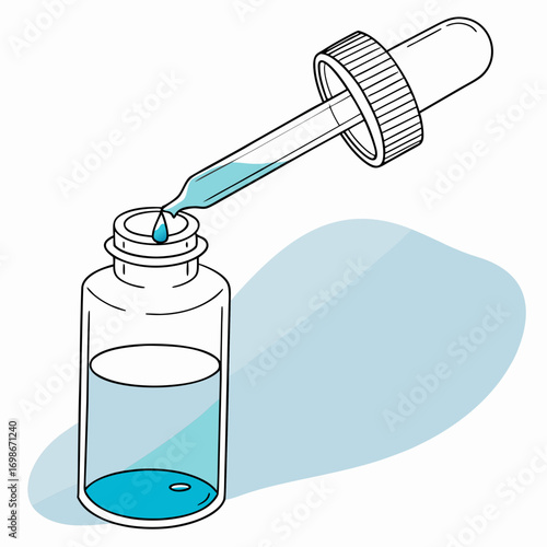 Blue liquid dropper bottle for medical use