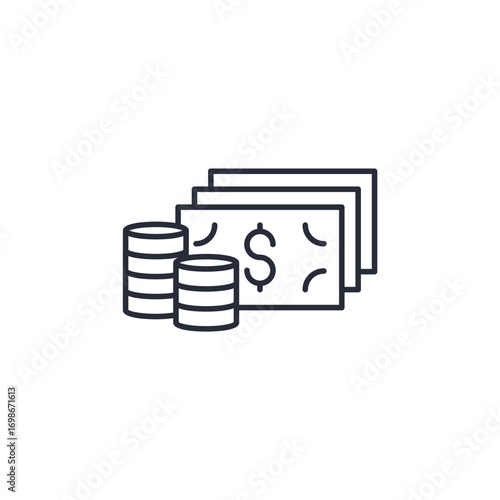money icon. money Symbol sign for mobile concept and web design. Vector icon, Logo illustration, Vector graphics