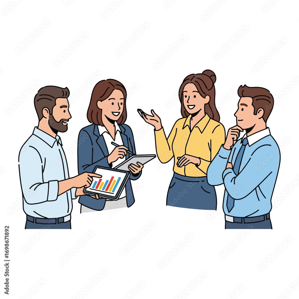 Fototapeta premium Vector art of business people collaborating on a project