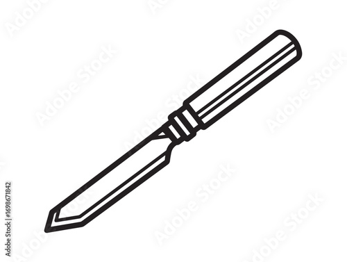 Classic Wood Chisel Tool Icon in Clean Minimal Elegant Vector Artwork Style
