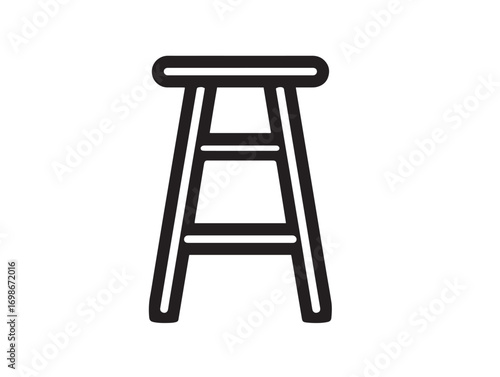 Work Stool Icon in Clean Minimal Modern Vector Line Illustration Style