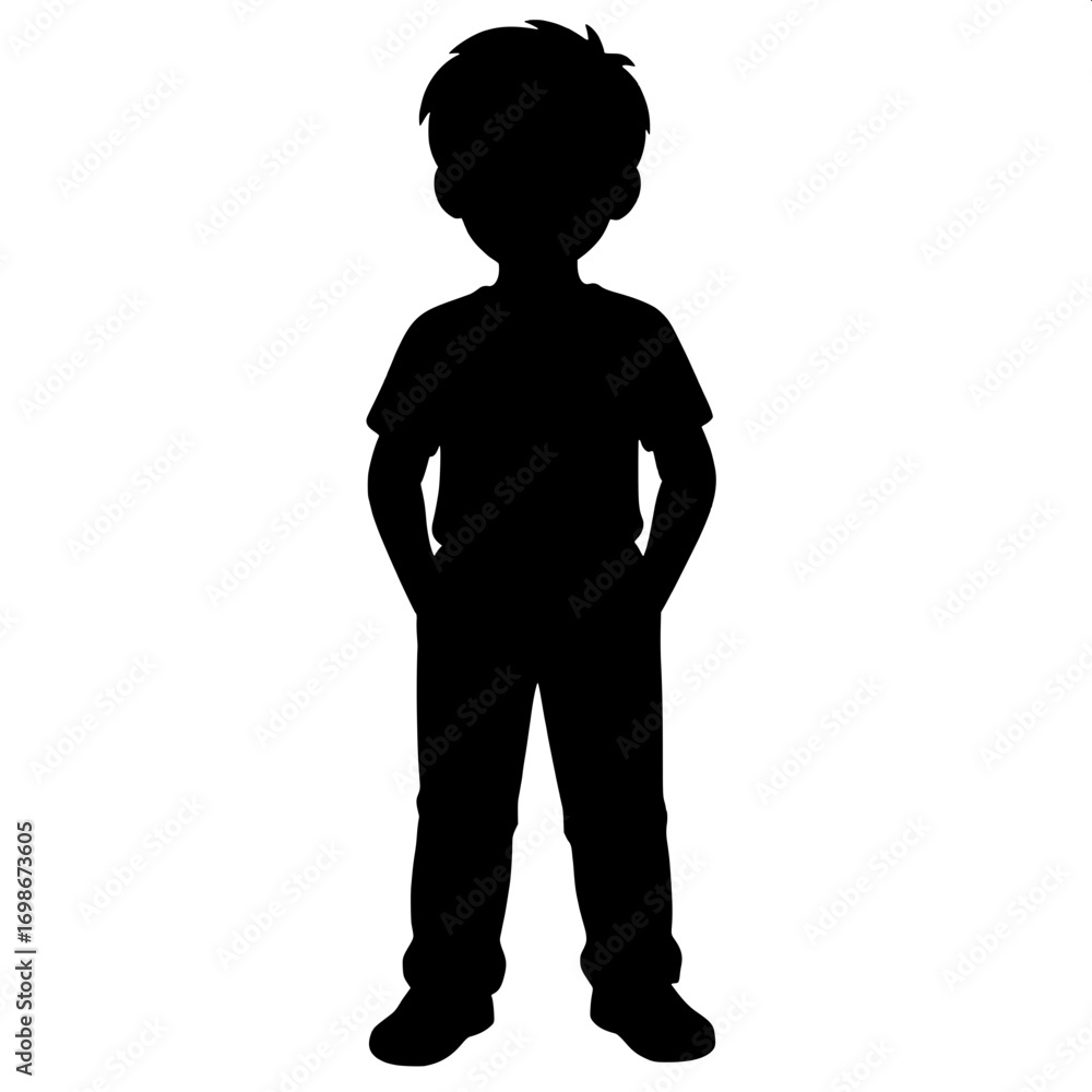Obraz premium Boy Silhouette Standing Alone