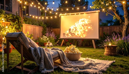 Backyard movie night under the stars