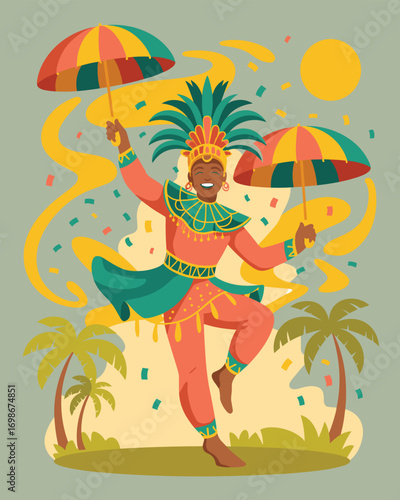 Brazilian Carnival Dancer in Festive Attire