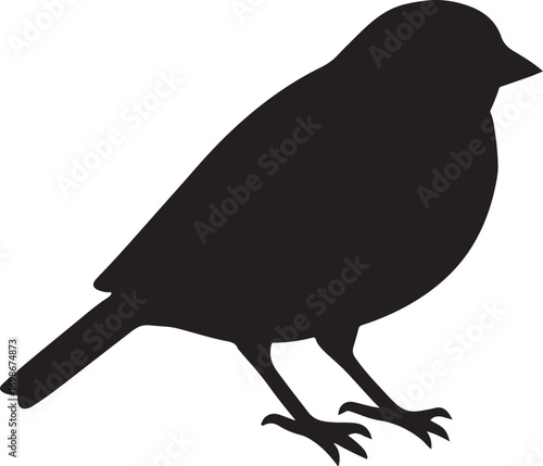 Sparrow silhouette vector, small songbird illustration, perfect for nature and design projects.