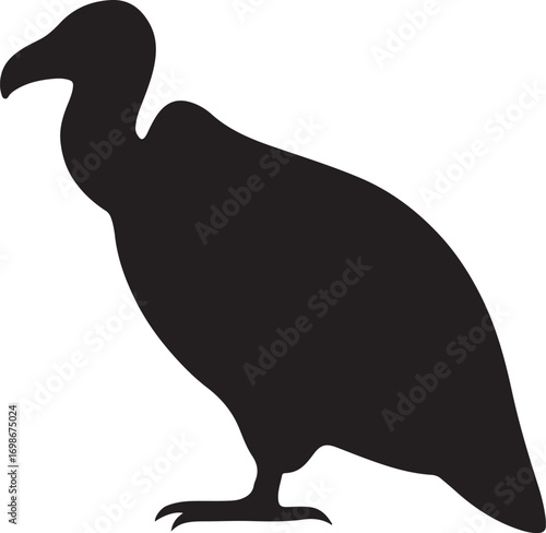 Vulture silhouette vector, flying bird of prey illustration, perfect for wildlife and design.