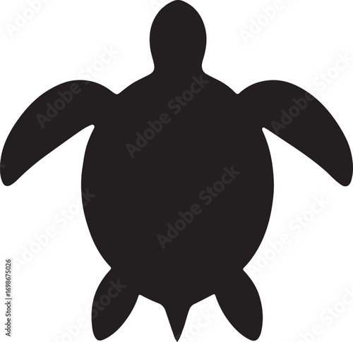 Turtle sea silhouette vector, oceanic marine reptile illustration, perfect for design projects.