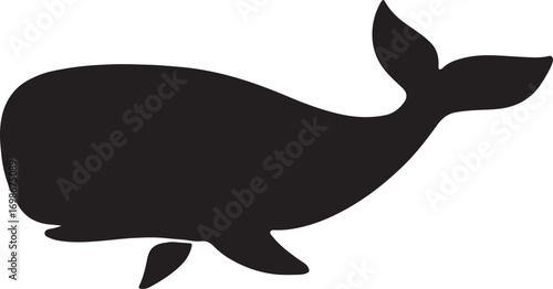 Whale silhouette vector, minimalist marine animal illustration, perfect for design projects.
