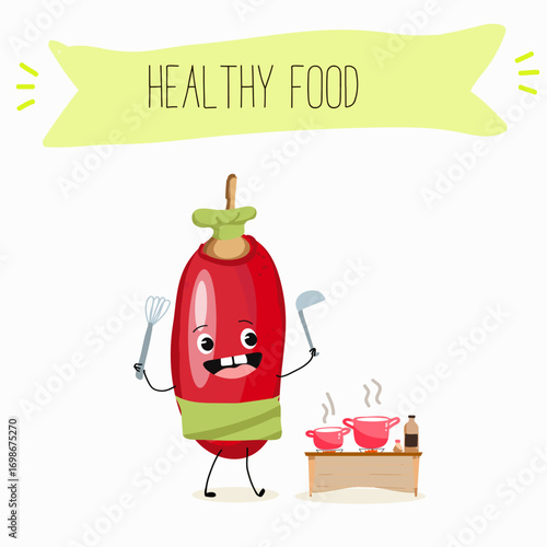 Miracle fruit funny characters, hand drawn vector illustration.