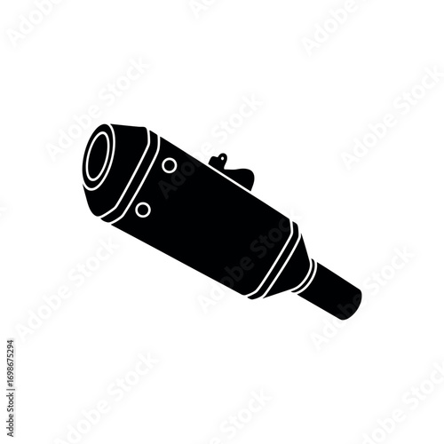 Black motorcycle exhaust muffler silencer vector icon vehicle