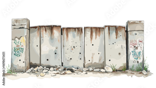 Berlin Wall Memorial. Berlin Wall Memorial watercolor vector illustration