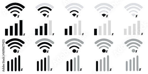 "Wi-Fi Router and Signal Icons Set – Editable Vector Symbols in Flat Style"