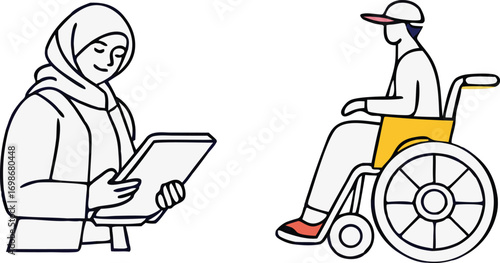 Inclusive healthcare professional provides compassionate care for a patient in a wheelchair