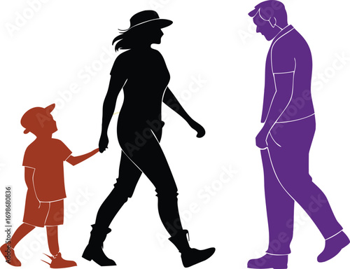 Family walking together silhouette, a journey filled with togetherness and love, vector design