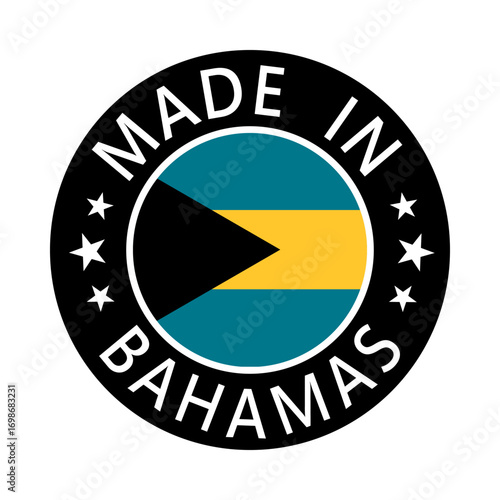 Bahamas Made in Stamp in circle with flag Vector template on white background Free Download Bahamas Made in Stamp in circle with flag Vector template on white background - GFXLoad