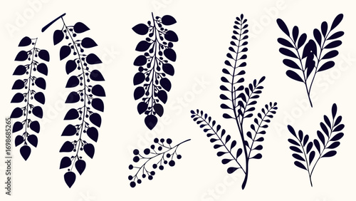 Elegant botanical silhouette collection for modern design projects and natural decor inspiration