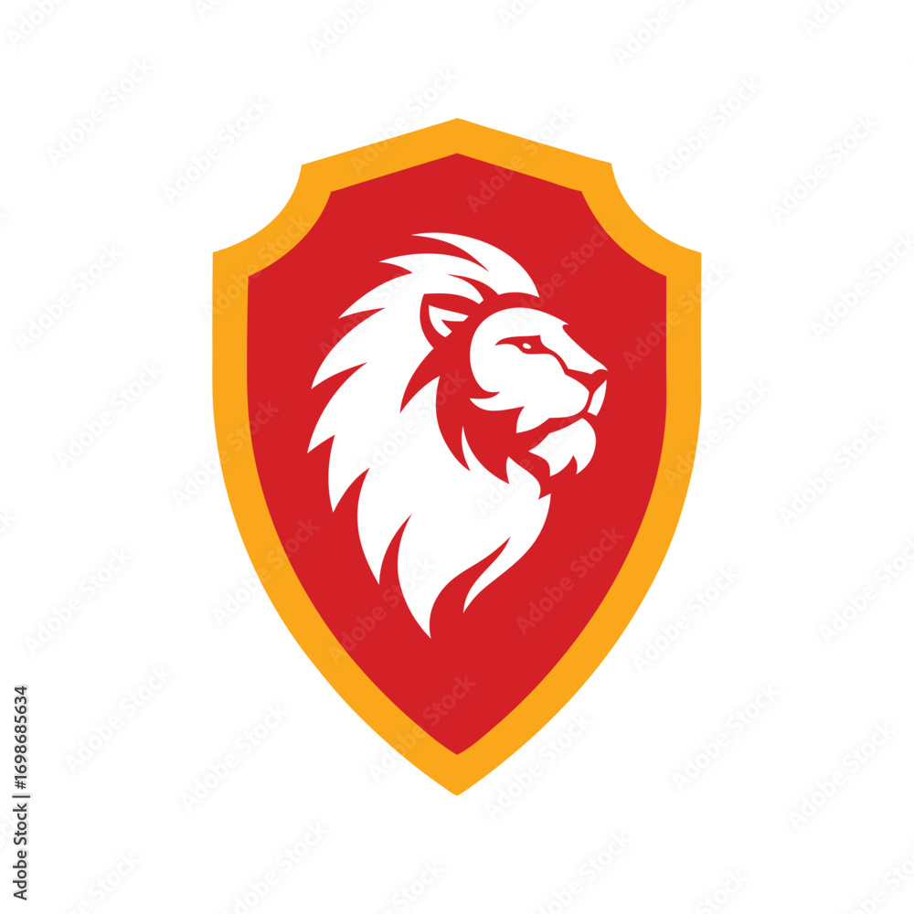 Fototapeta premium Strong Lion Shield Emblem Logo 