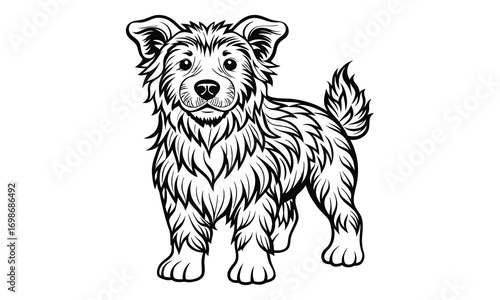 Bear dog Kids t shirt design silhouette and vector line art, Detailed High-Quality Line Art, Suitable for Adult Coloring Books, Stress Relief, Relaxation, and Printable Art Therapy Projects.