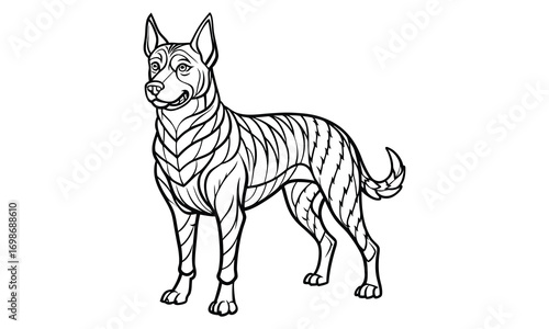 Ruby dog Kids t shirt design silhouette and vector line art, Detailed High-Quality Line Art, Suitable for Adult Coloring Books, Stress Relief, Relaxation, and Printable Art Therapy Projects.