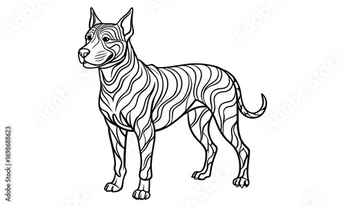 Ruby dog Kids t shirt design silhouette and vector line art, Detailed High-Quality Line Art, Suitable for Adult Coloring Books, Stress Relief, Relaxation, and Printable Art Therapy Projects.