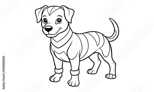 Ruby dog Kids t shirt design silhouette and vector line art, Detailed High-Quality Line Art, Suitable for Adult Coloring Books, Stress Relief, Relaxation, and Printable Art Therapy Projects.