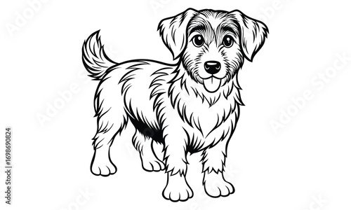 Tucker dog Kids t shirt design silhouette and vector line art, Detailed High-Quality Line Art, Suitable for Adult Coloring Books, Stress Relief, Relaxation, and Printable Art Therapy Projects.
