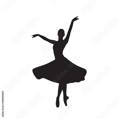Silhouette of a ballerina in a graceful pose on pointe shoes ballet dancer