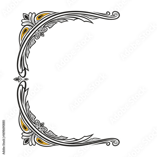Ornate decorative flourish corner elements for elegant design projects with vintage appeal