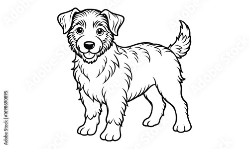 Tucker dog Kids t shirt design silhouette and vector line art, Detailed High-Quality Line Art, Suitable for Adult Coloring Books, Stress Relief, Relaxation, and Printable Art Therapy Projects.