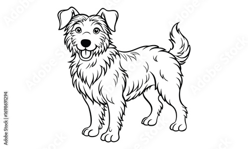 Tucker dog Kids t shirt design silhouette and vector line art, Detailed High-Quality Line Art, Suitable for Adult Coloring Books, Stress Relief, Relaxation, and Printable Art Therapy Projects.