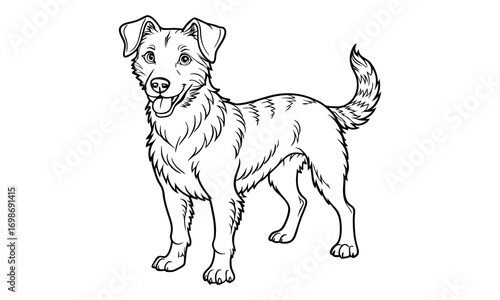Tucker dog Kids t shirt design silhouette and vector line art, Detailed High-Quality Line Art, Suitable for Adult Coloring Books, Stress Relief, Relaxation, and Printable Art Therapy Projects.