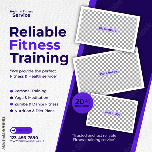 Health and Fitness Training Social Media Banner (Purple color)