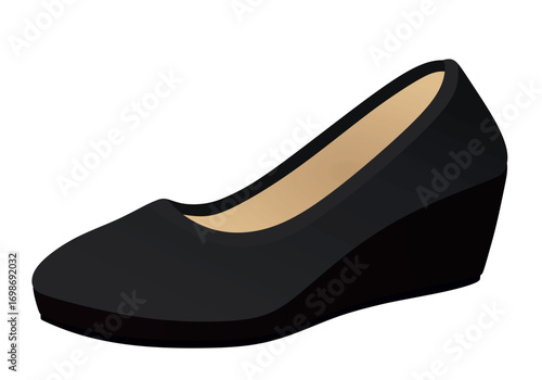 Black platform shoe. vector illustration	

