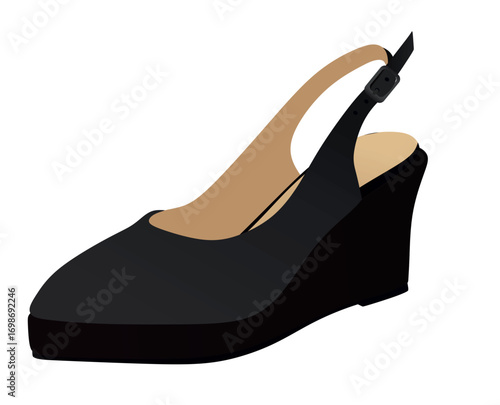 Black high heel sandal. vector illustration	