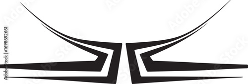Black abstract graphic design with sharp angles and curves white