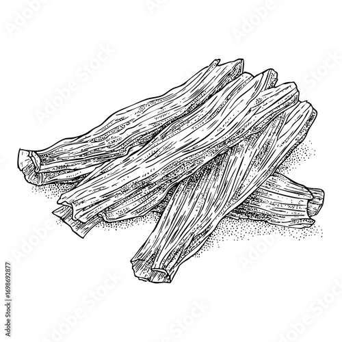 Detailed tofu skin engraving. Dried bean curd sticks, a culinary ingredient, a food preparation, an Asian cuisine, a healthy snack.