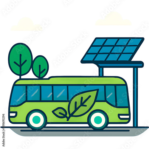 Vibrant purple electric scooter illustration, symbolizing modern urban travel and sustainable city commuting with green trees