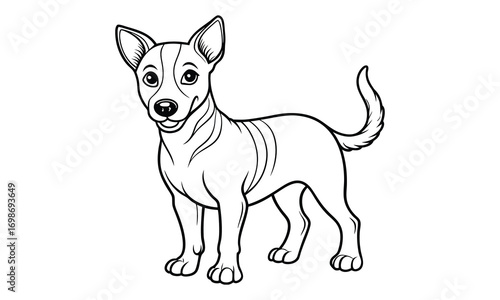 Roxy dog Kids t shirt design silhouette and vector line art, Detailed High-Quality Line Art, Suitable for Adult Coloring Books, Stress Relief, Relaxation, and Printable Art Therapy Projects.