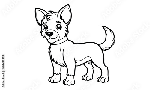 Roxy dog Kids t shirt design silhouette and vector line art, Detailed High-Quality Line Art, Suitable for Adult Coloring Books, Stress Relief, Relaxation, and Printable Art Therapy Projects.