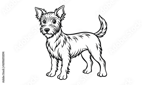 Roxy dog Kids t shirt design silhouette and vector line art, Detailed High-Quality Line Art, Suitable for Adult Coloring Books, Stress Relief, Relaxation, and Printable Art Therapy Projects.