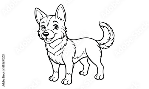 Roxy dog Kids t shirt design silhouette and vector line art, Detailed High-Quality Line Art, Suitable for Adult Coloring Books, Stress Relief, Relaxation, and Printable Art Therapy Projects.
