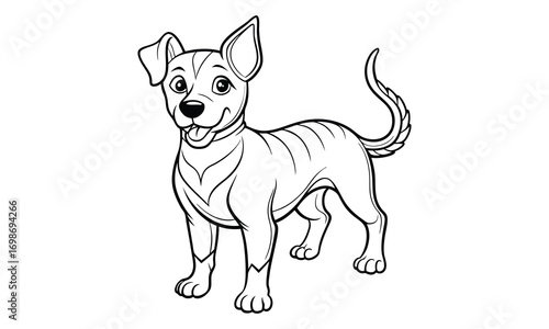Roxy dog Kids t shirt design silhouette and vector line art, Detailed High-Quality Line Art, Suitable for Adult Coloring Books, Stress Relief, Relaxation, and Printable Art Therapy Projects.