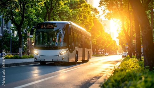 City bus on a sunny street