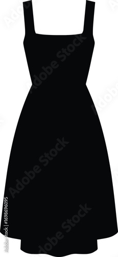 silhouette, sundress, square neck, wide straps, knee-length