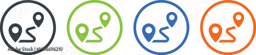 illustration, four, design, colors, icon, route, vector