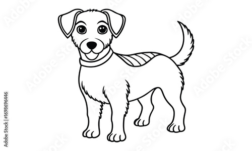 Jack dog Kids t shirt design silhouette and vector line art, Detailed Line Art, Perfect for Relaxation and Stress Relief, Great for Adult Coloring Books or Printable Art Therapy Activities.