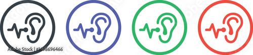 ear, hearing, sound, audio, wave, signal, listening, soundwave, frequency, vibration, noise, music, communication, symbol, icon, graphic, design, concept, medical, health, science, technology, percept