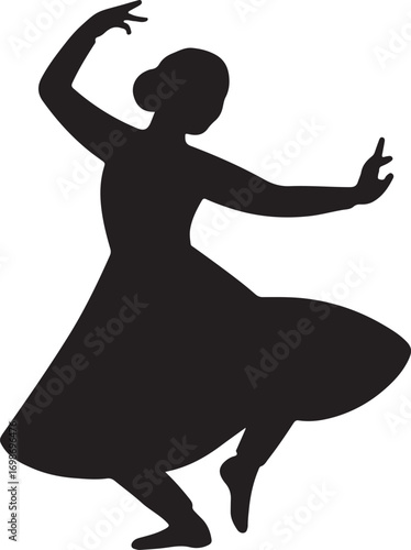 Elegant indian classical dance illustration with traditional costume and ornate details
